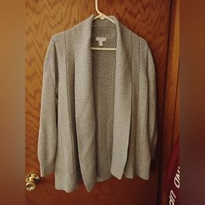 Charter Club Chevron Knit Cardigan - Taupe/Gray Shawl Collar Sweater - Size XL